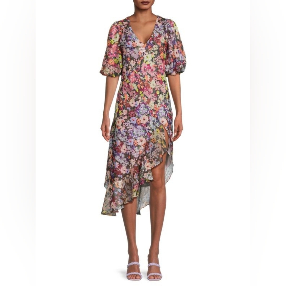 Amanda Uprichard‎ Glenna Floral Asymmetric Midi Dress size Small